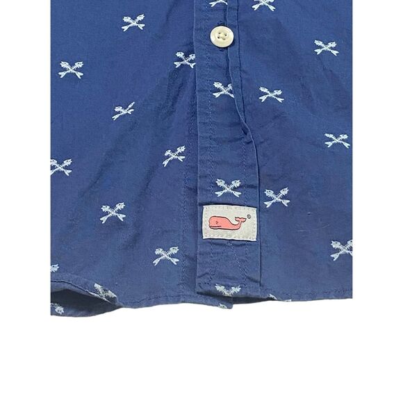 Vineyard Vines Men's Navy Blue Fishbone Short Sleeve Murray Shirt Size Medium - Picture 3 of 6